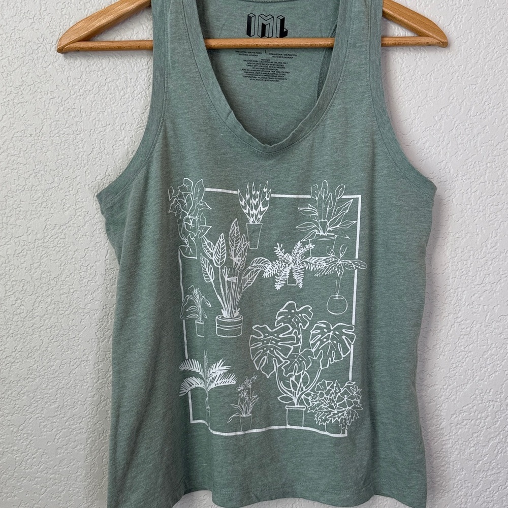IML Tank Top Graphic Floral Pant Green size Large